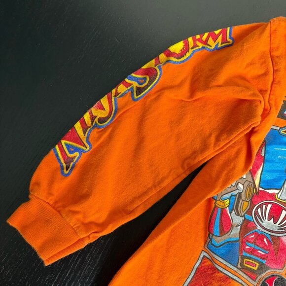 Vintage 90s POWER RANGERS Ninja Storm Boys Kids Small Orange T-Shirt Long Sleeve - Picture 4 of 6